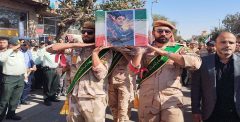 طواف پیکر شهید «عباس آقایی» بر گرد مضجع بانوی کرامت(س)